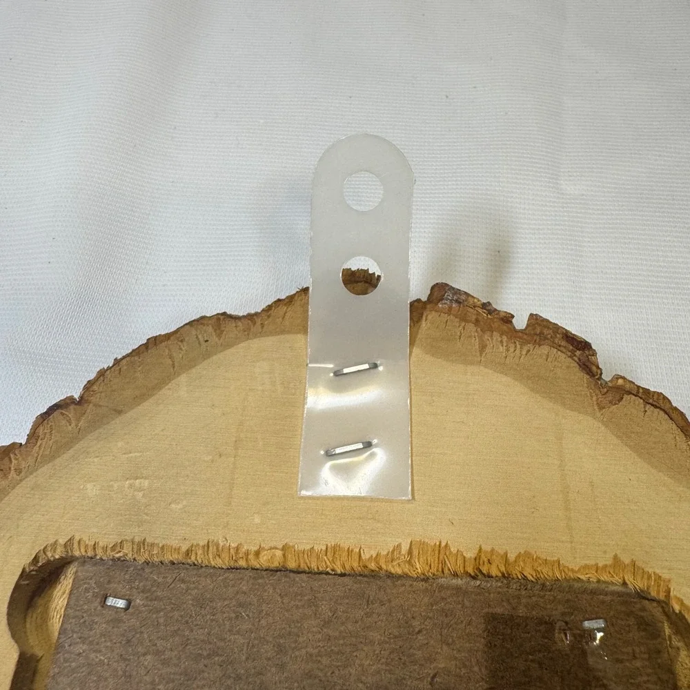 Vintage Live Edge‎ Wood Wall Clock Kitten Picture Frame Rustic Cabin Decor Brown